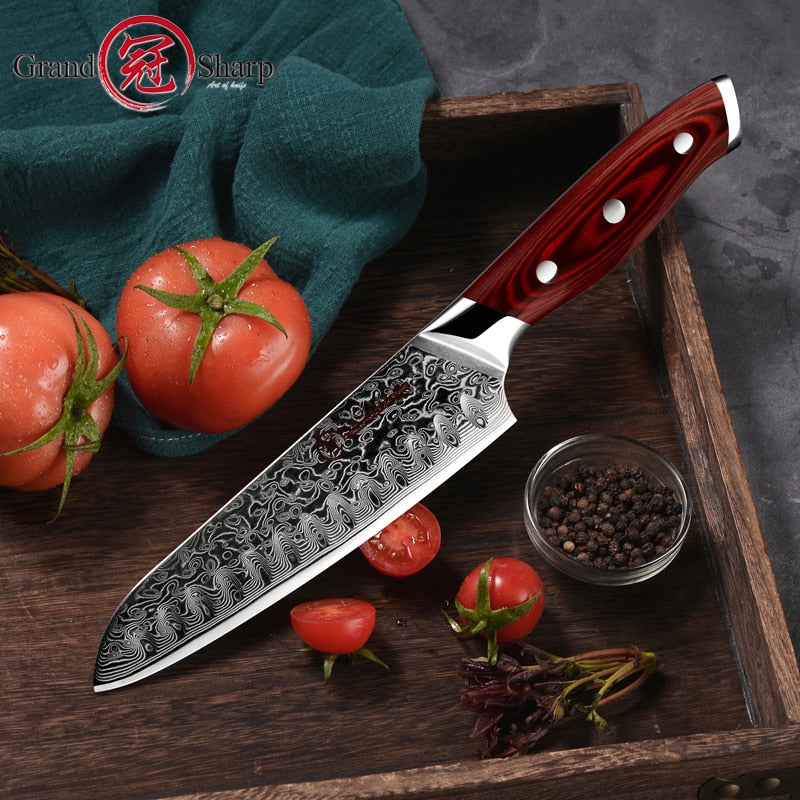 Damascus Knife Japanese Chef Santoku Kitchen Knives Best Gift Cooking Tools Brand High Quality