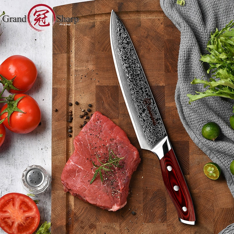 Damascus Knife Japanese Chef Santoku Kitchen Knives Best Gift Cooking Tools Brand High Quality