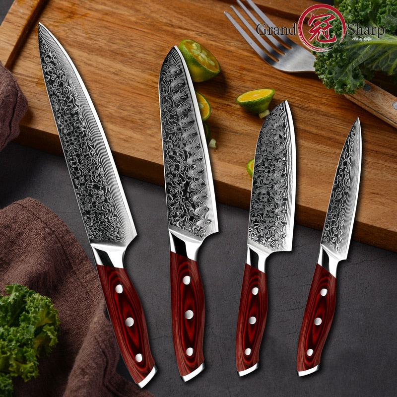 Damascus Knife Japanese Chef Santoku Kitchen Knives Best Gift Cooking Tools Brand High Quality