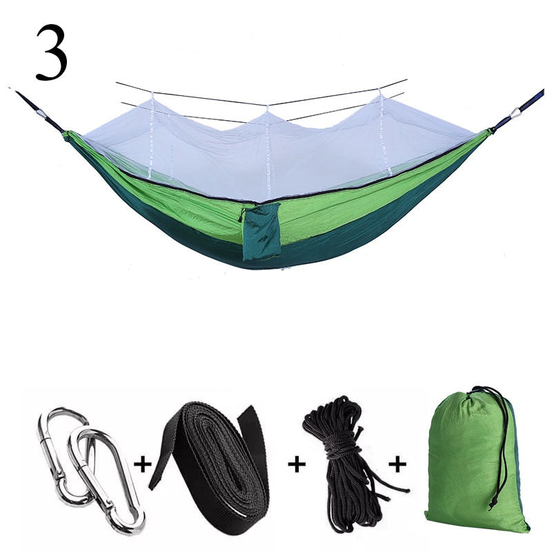 Portable Outdoor Camping Hammock 1-2 Person Go Swing With Mosquito Net Hanging Bed