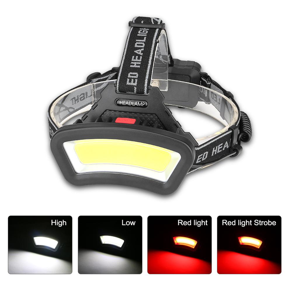 cob led headlamp USB Rechargeable red white light Fishing headlight Hunting