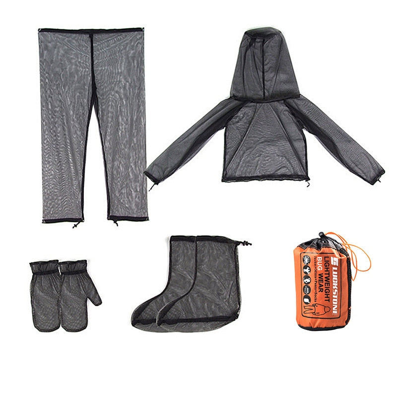 Mesh Hooded Mosquito-proof Suit Outdoor Fishing Adventure Insect-proof Clothing Set Camping Hiking