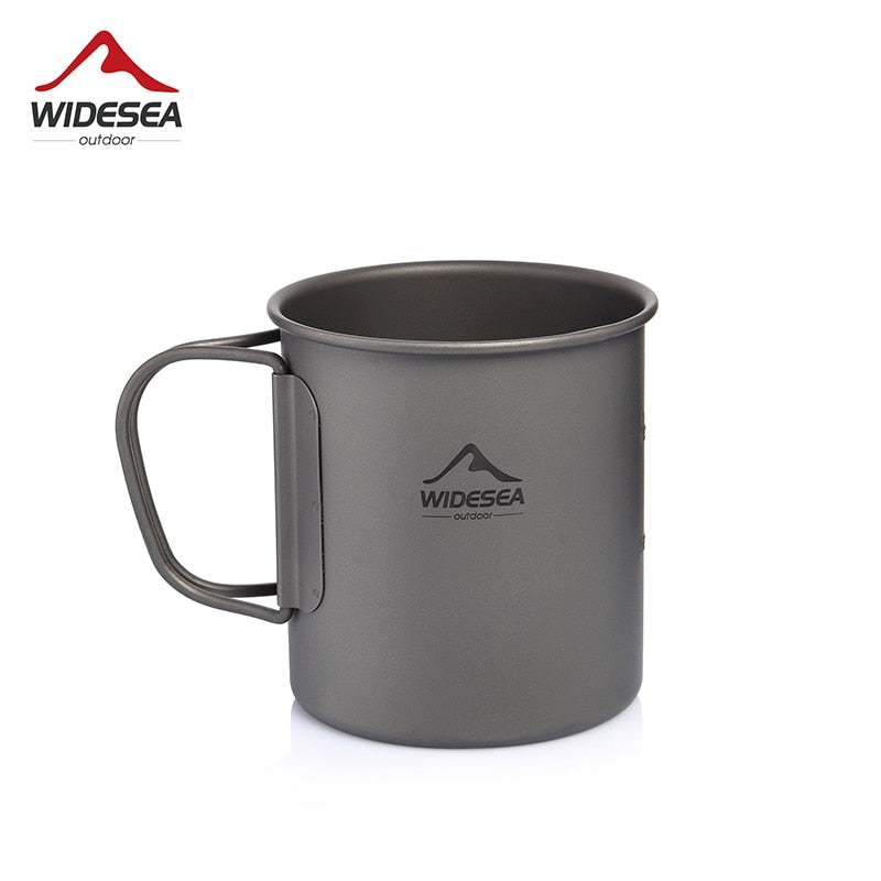 Widesea Camping Mug Titanium Cup Tourist Picnic Tableware Utensils Equipment Outdoor