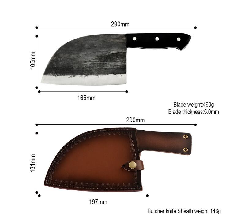 Butcher Knife Kichen Knives Chinese Full Tang Handle Meat Cleaver Chef Chopping