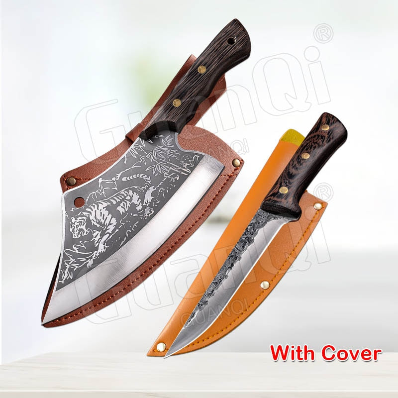 8 Inch Stainless Steel Butcher Knife Fishing Hunting Handmade Forged Bone Knife Meat Cleaver