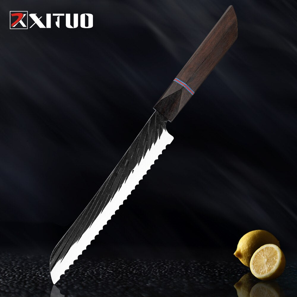 8 Sets Kitchen knives Handmade Forged Japanese Sharp Chef Knife 440C Steel Cleaver