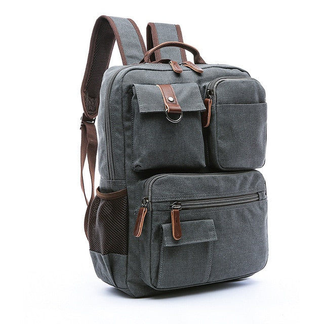 Men Laptop Rucksack Canvas School Travel for Teenage Bagpack Computer Knapsack Bags