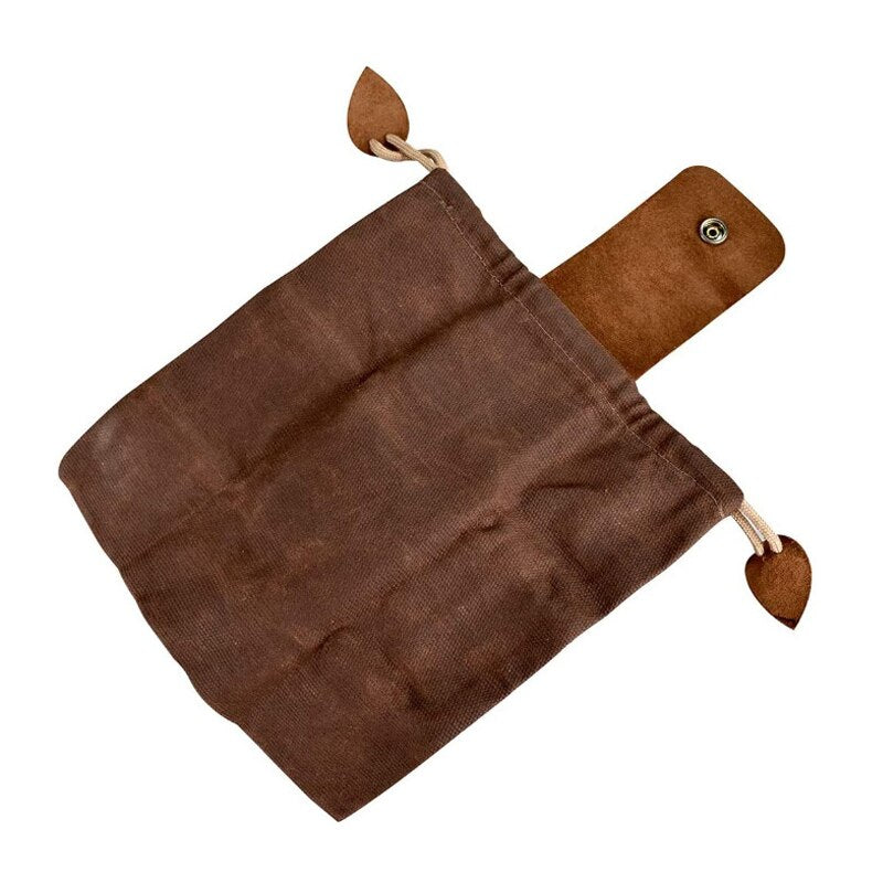 Leather Canvas Bushcraft Bag Canvas Foraging Pouch for Hiking, Buckle Duty Tool Pouch