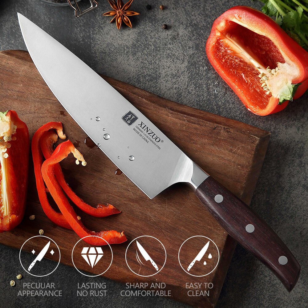 Chef Knife German DIN 1.4116 Steel Kitchen Knives Stainless Steel Meat Vegetables Knife