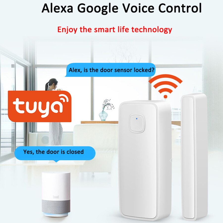 Tuya Wifi  Window Door  Sensor Detector Alarm  Smart life Compatible With Alexa Google Home