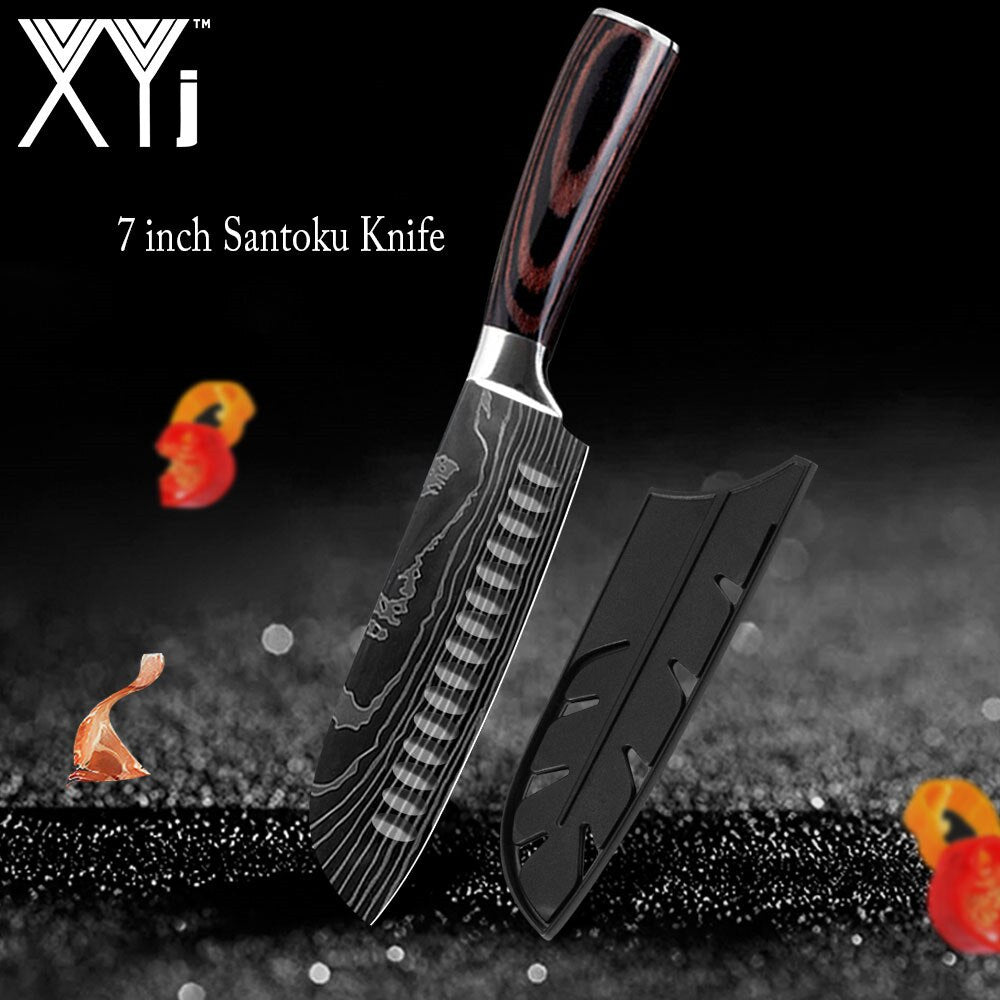 Kitchen Knife Set Stainless Steel Holder Gift Cover Bread Paring Nakiri Knives Cutter Tools