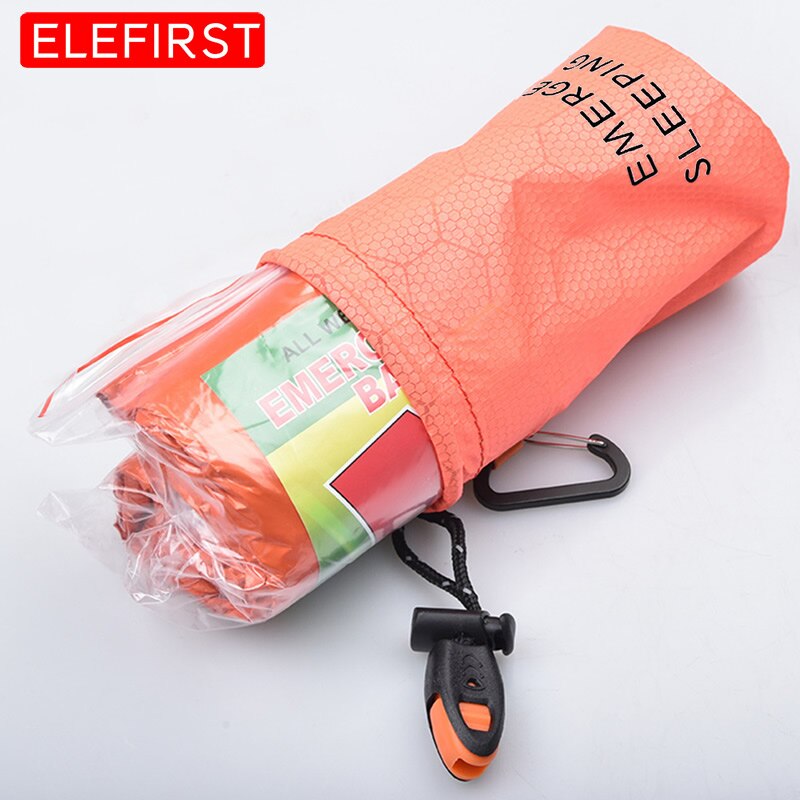 Portable Emergency Sleeping Bag With Whistle PE Aluminum Film Outdoor Survival Tools