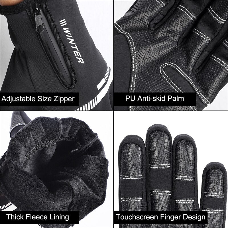 WEST BIKING Cycling Gloves Winter Fleece Thermal MTB Bike Gloves Touch Screen Outdoor