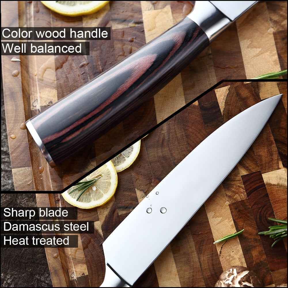 XITUO Kitchen Knife Set Stainless Steel Paring Utility Santoku Chef Sliced fruit knife Bread