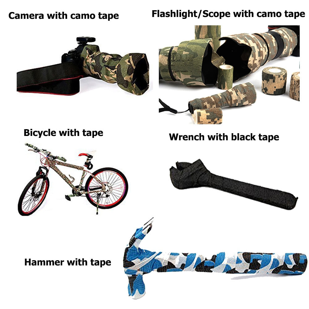 Tactical Camo Tape 5cm*4.5M Self-Adhesive Camouflage Tape Outdoor Hunting Shooting