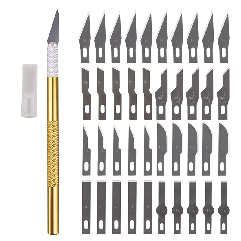 Non-Slip Metal Scalpel Knife Tools Kit Cutter Engraving Craft Knives +5/40/45pcs Blades Tools