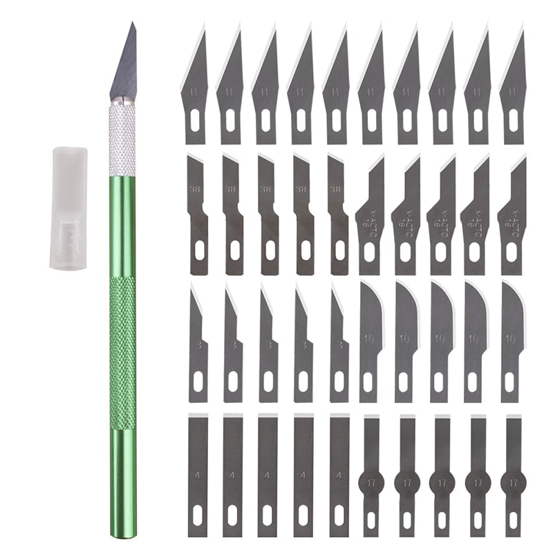 Non-Slip Metal Scalpel Knife Tools Kit Cutter Engraving Craft Knives +5/40/45pcs Blades Tools