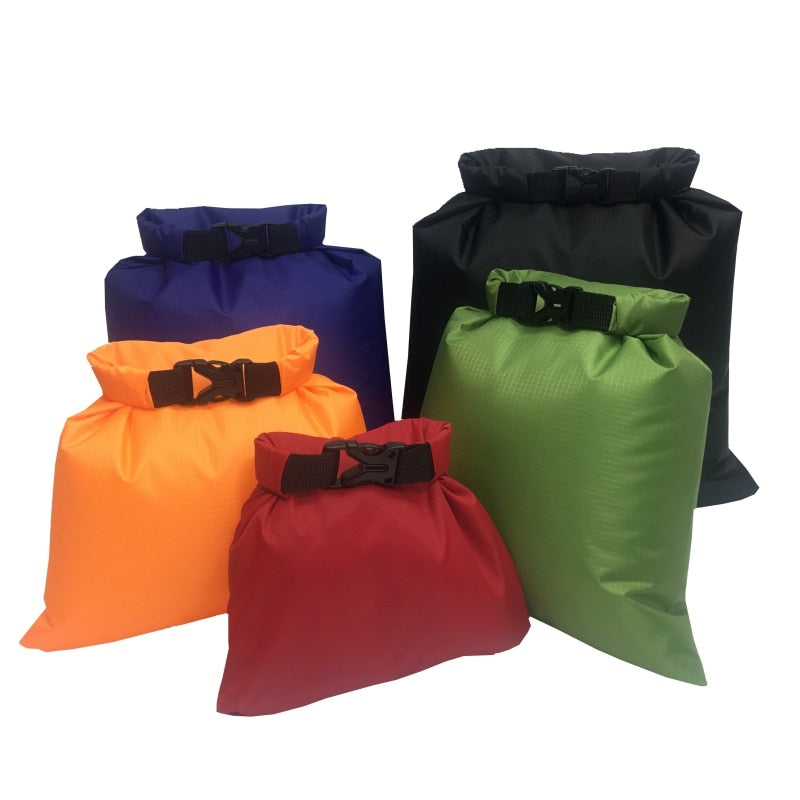 5pcs Waterproof Dry Bag Outdoor Beach Buckled Storage Sack Travel Drifting Swimming