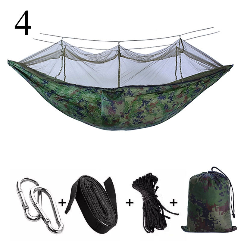 Portable Outdoor Camping Hammock 1-2 Person Go Swing With Mosquito Net Hanging Bed