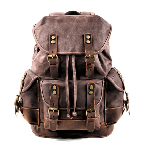 Waxed Canvas Backpack Men Backpacks Leisure Rucksack Travel School Bag Laptop