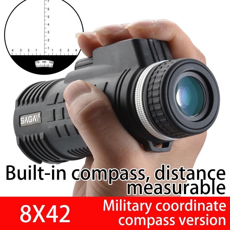 Saga Professional Monocular Telescope 8/10/12X42/50 Mini Telescopio Bak4 Prism Compact