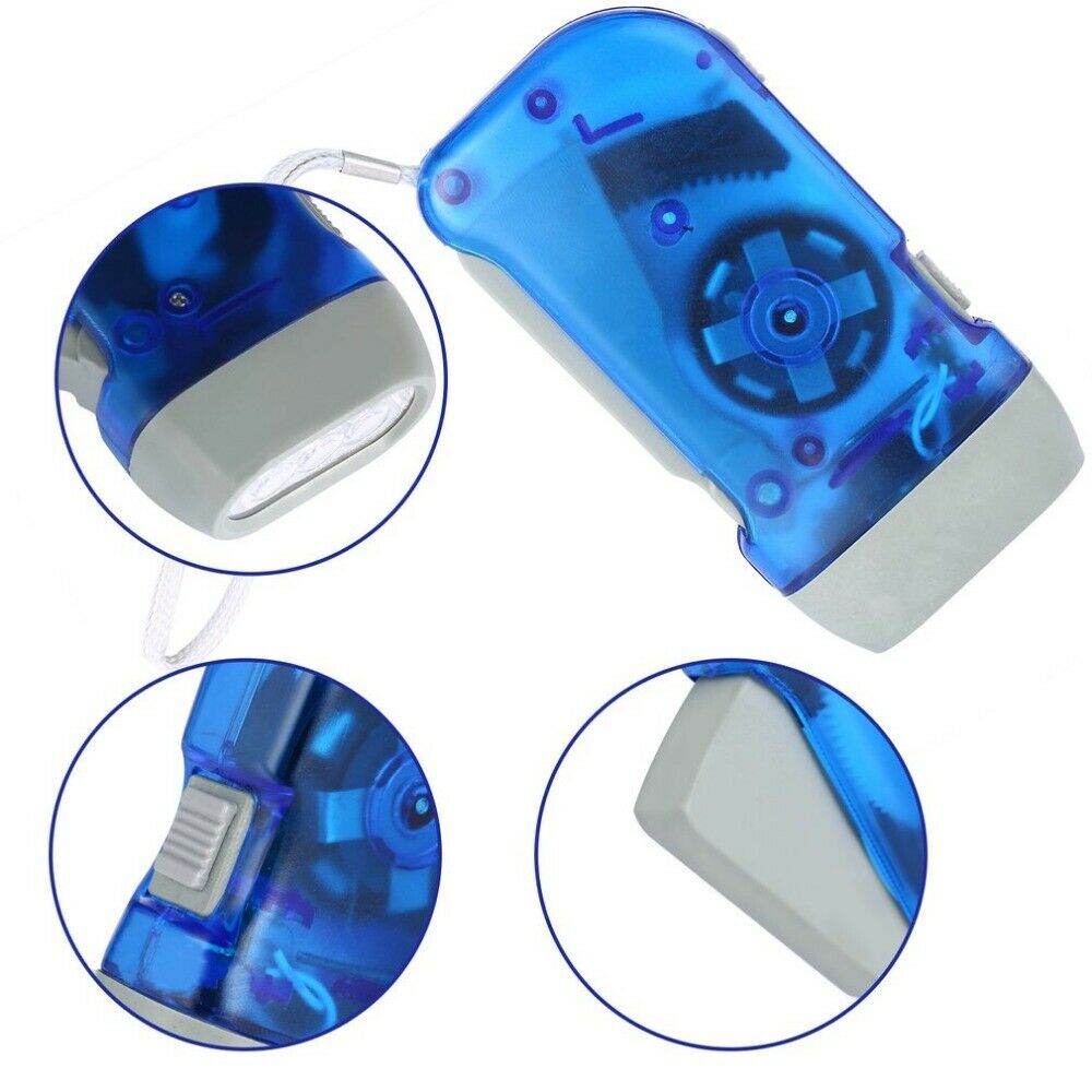 3 LED Dynamo Wind Up Flashlight Hand-pressing Crank NR No Battery Torch Camping