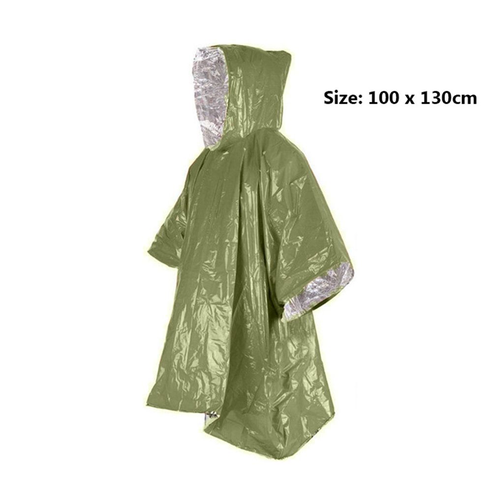 Orange Green Emergency Raincoat Aluminum Film Disposable Poncho Cold Insulation Rainwear