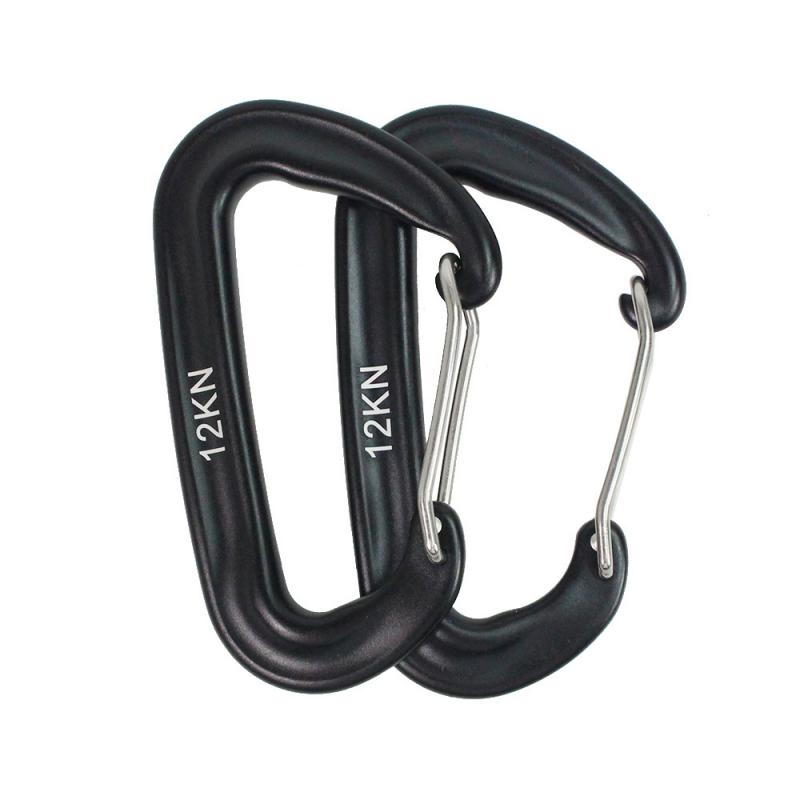 1PCS Durable 12KN D Carabiner Key Aluminum Wire Gate Spring Clip Locking Backpack