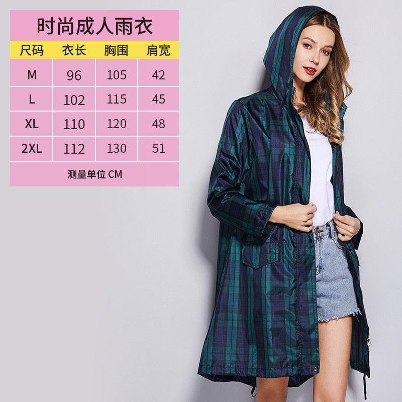 Long Raincoat Women Waterproof Windproof Hooded Light Hiking Coat Ponchos