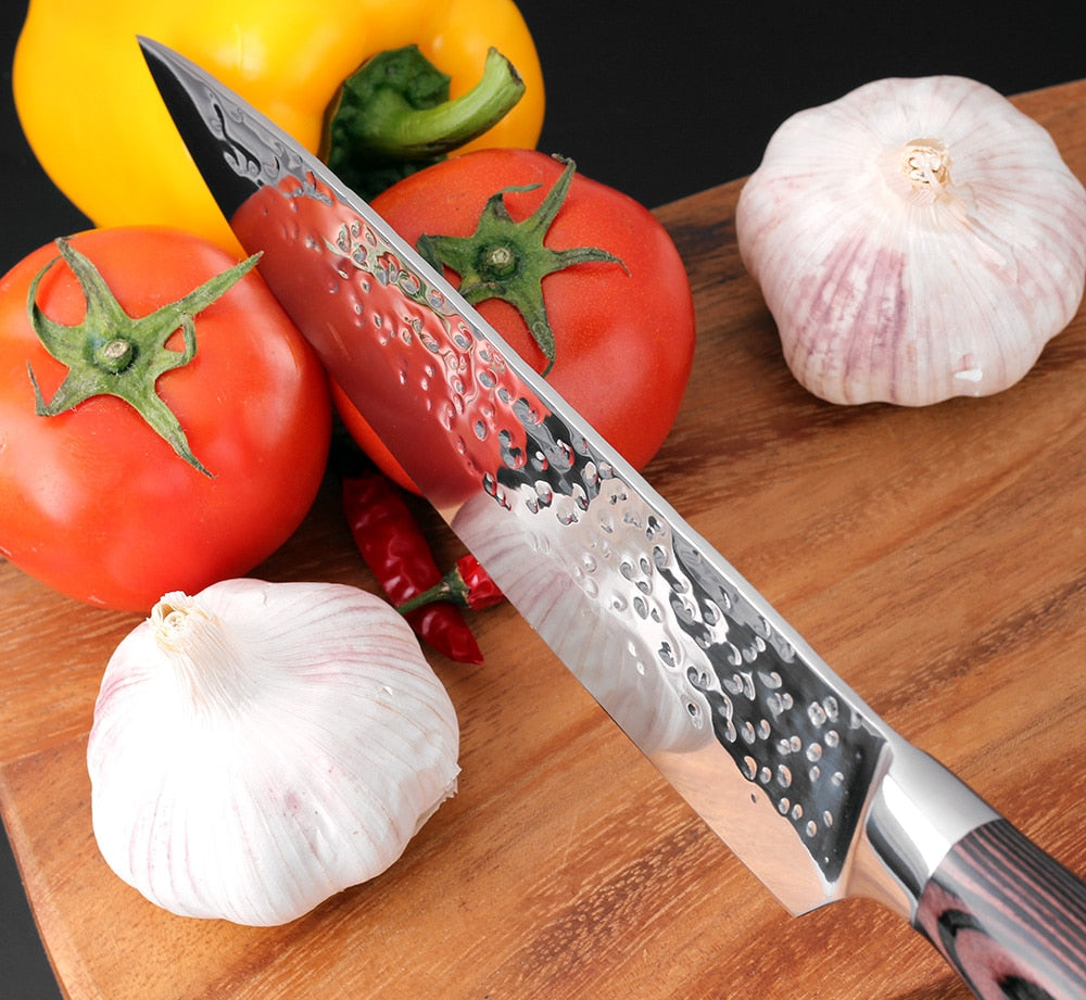 Kitchen Knives 8" Stainless Steel Chef Knife High Grade 7Cr17 Frozen Meat Cutter Wood Handle