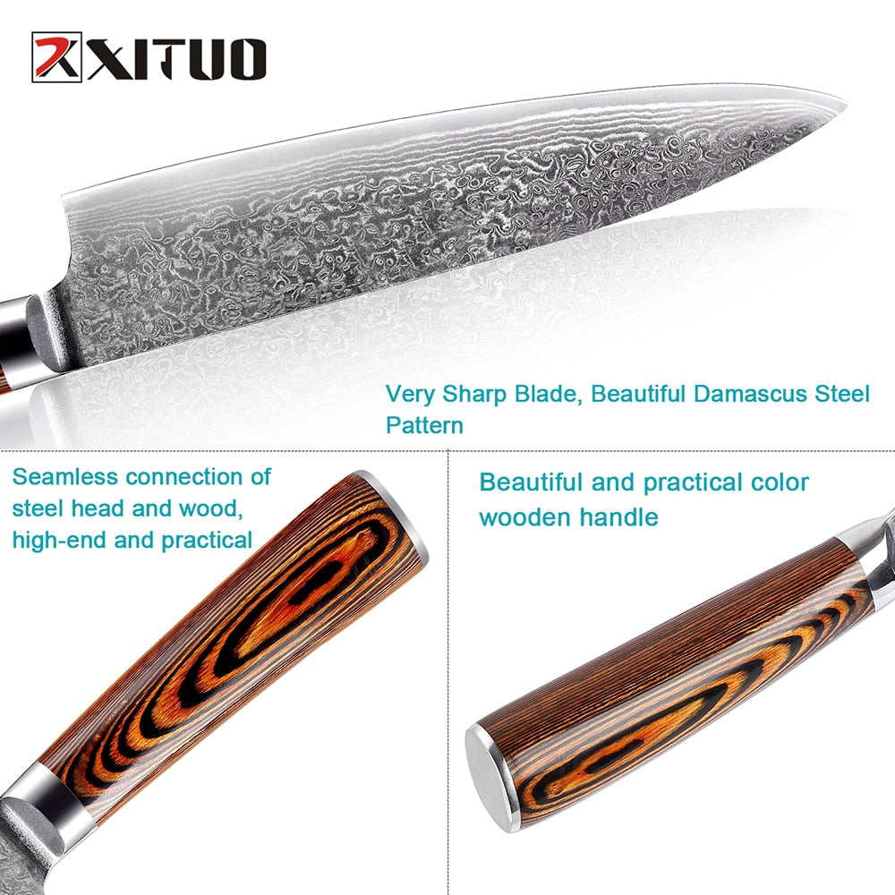 XITUO 1-4pcs kitchen knives set Japanese Damascus steel kitchen knife VG10 chef boning