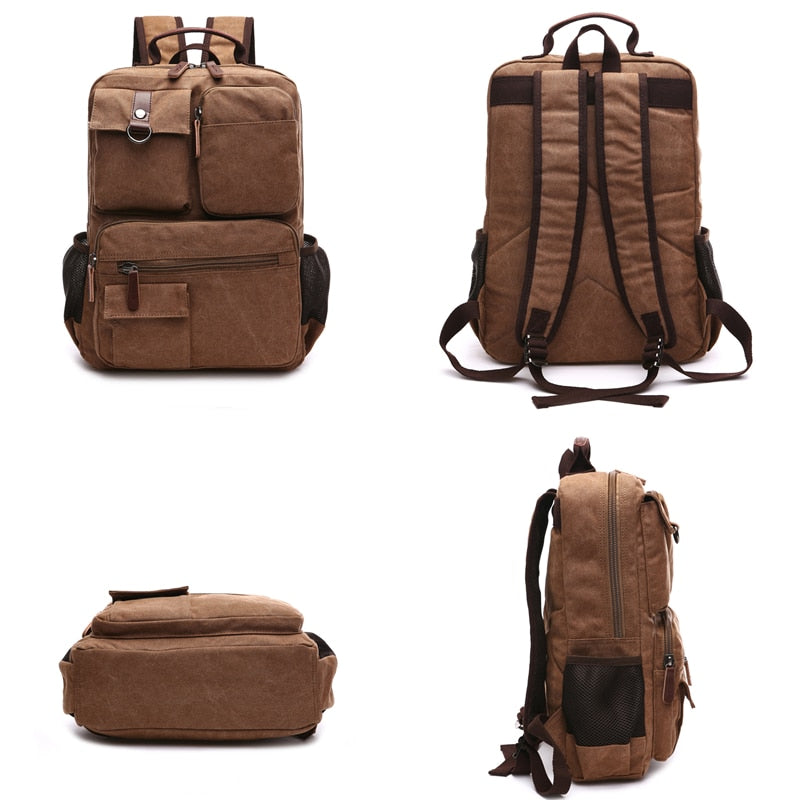 Men Laptop Rucksack Canvas School Travel for Teenage Bagpack Computer Knapsack Bags