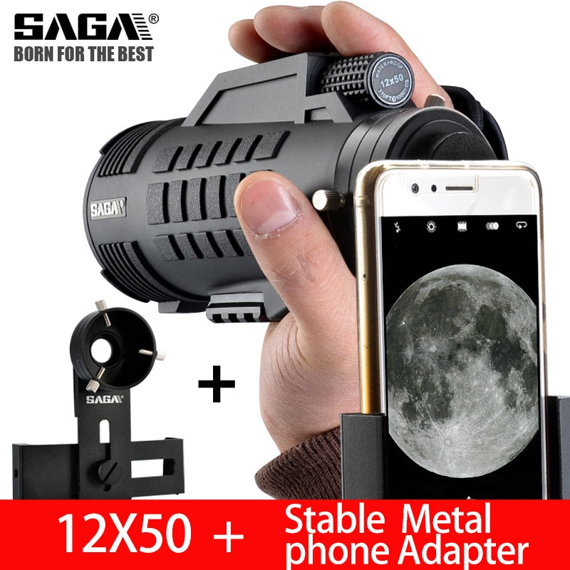 Saga Professional Monocular Telescope 8/10/12X42/50 Mini Telescopio Bak4 Prism Compact