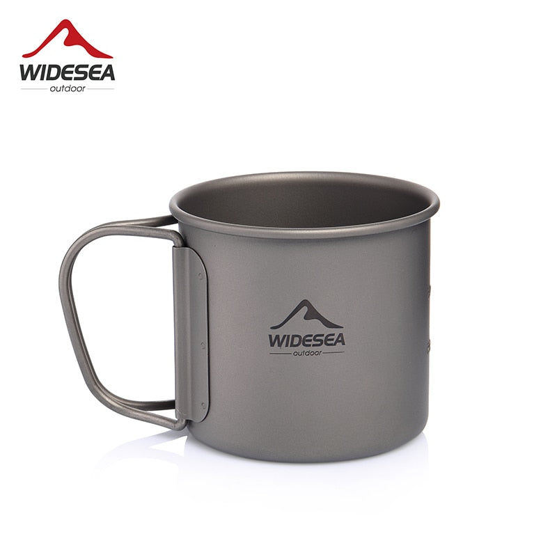 Widesea Camping Mug Titanium Cup Tourist Picnic Tableware Utensils Equipment Outdoor