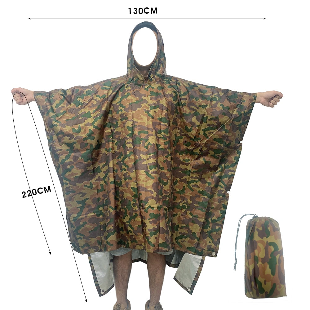 3 in 1 Portable Sunshade Camping Tarp Ground Mat Raincoat Outdoor Waterproof Rain