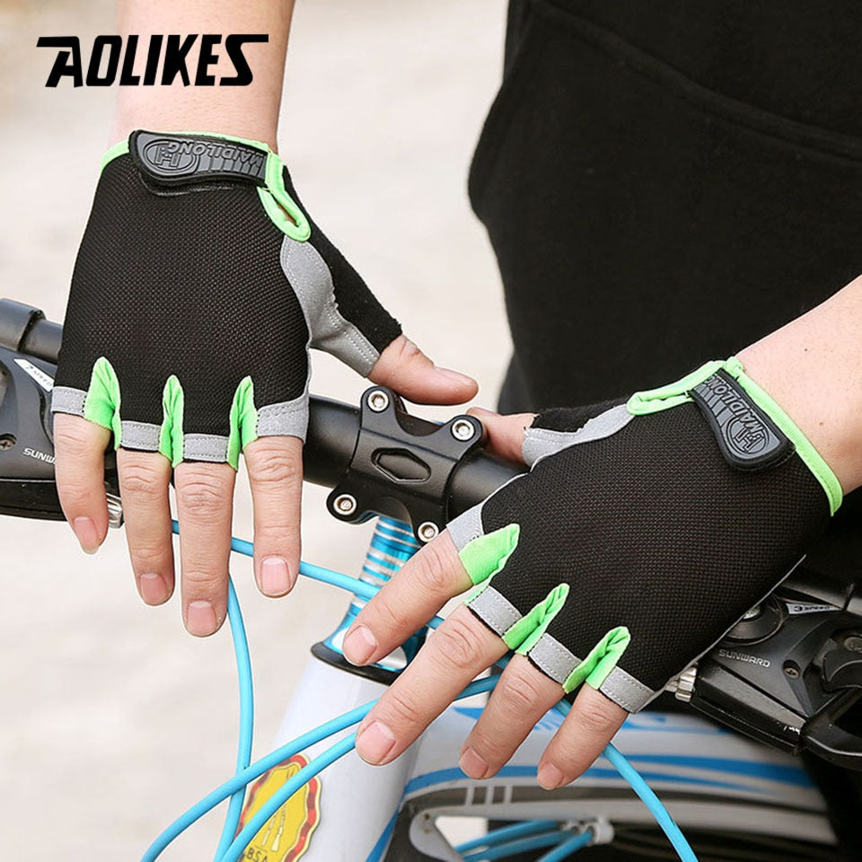 AOLIKES Cycling Gloves MTB Road Riding Gloves Anti-slip Camping Hiking Gloves Gym Fitness