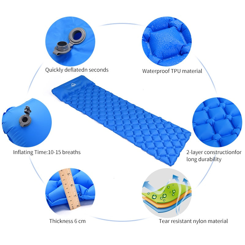 Widesea Camping Sleeping Pad Inflatable Air Mattresses Outdoor Mat Furniture Bed