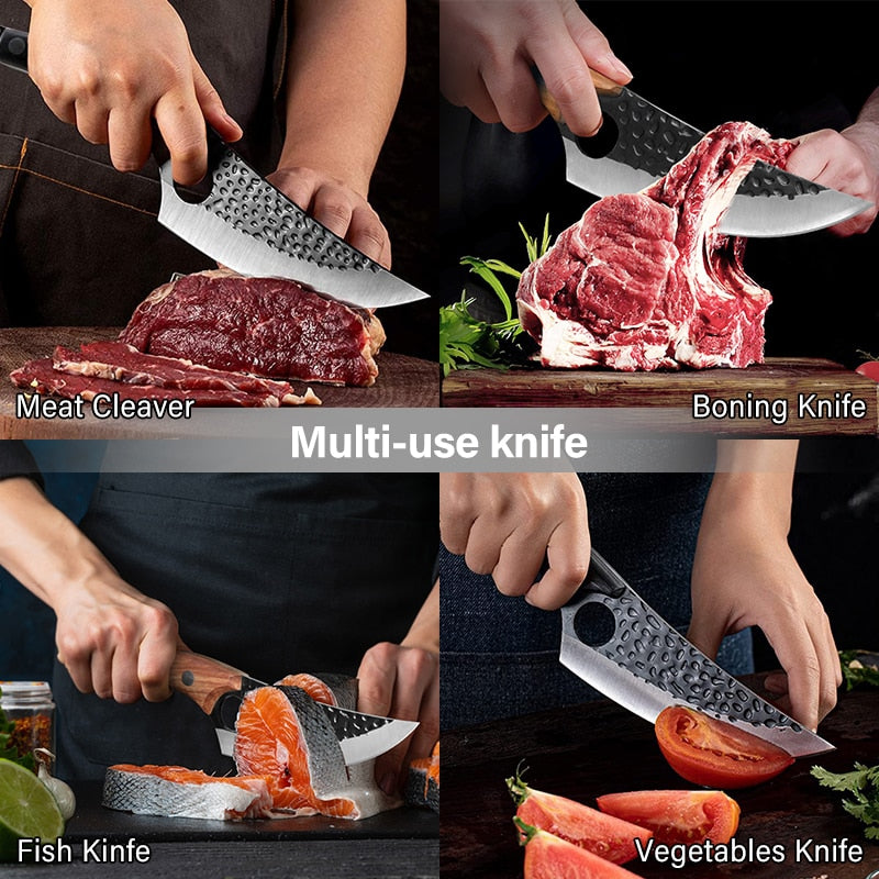 Kitchen Hunting Knife Handmade Forged Boning Meat Cleaver Butcher Fish Chef Stainless Steel