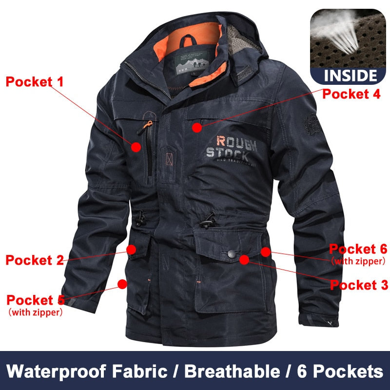 Spring Men Military Tactical Jackets Multi-Pockets Waterproof Casual Windbreaker Mens