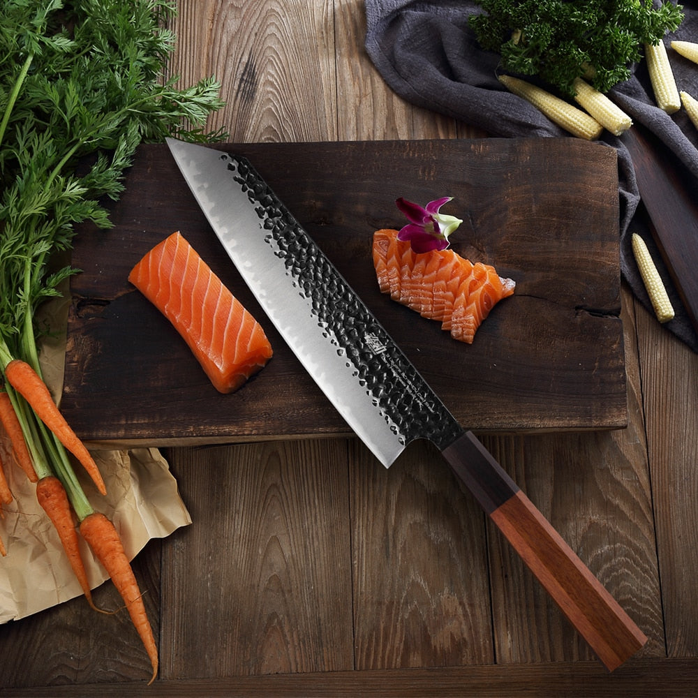 Kiritsuke Knife 3 layer clad steel w/octagon handle Gyuto Knives kitchen chef pro tools sharp