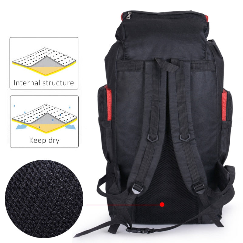 Men's 80L Big Hiking Mountaineering Backpack Climbing Camping Equipment Outdoor Travel Accessories