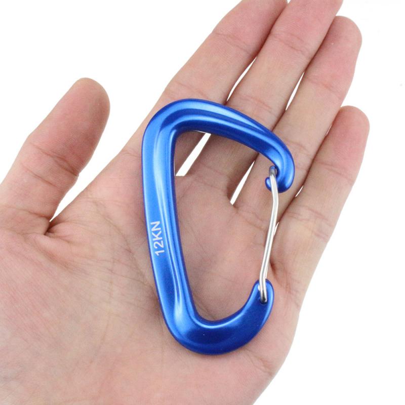 1PCS Durable 12KN D Carabiner Key Aluminum Wire Gate Spring Clip Locking Backpack