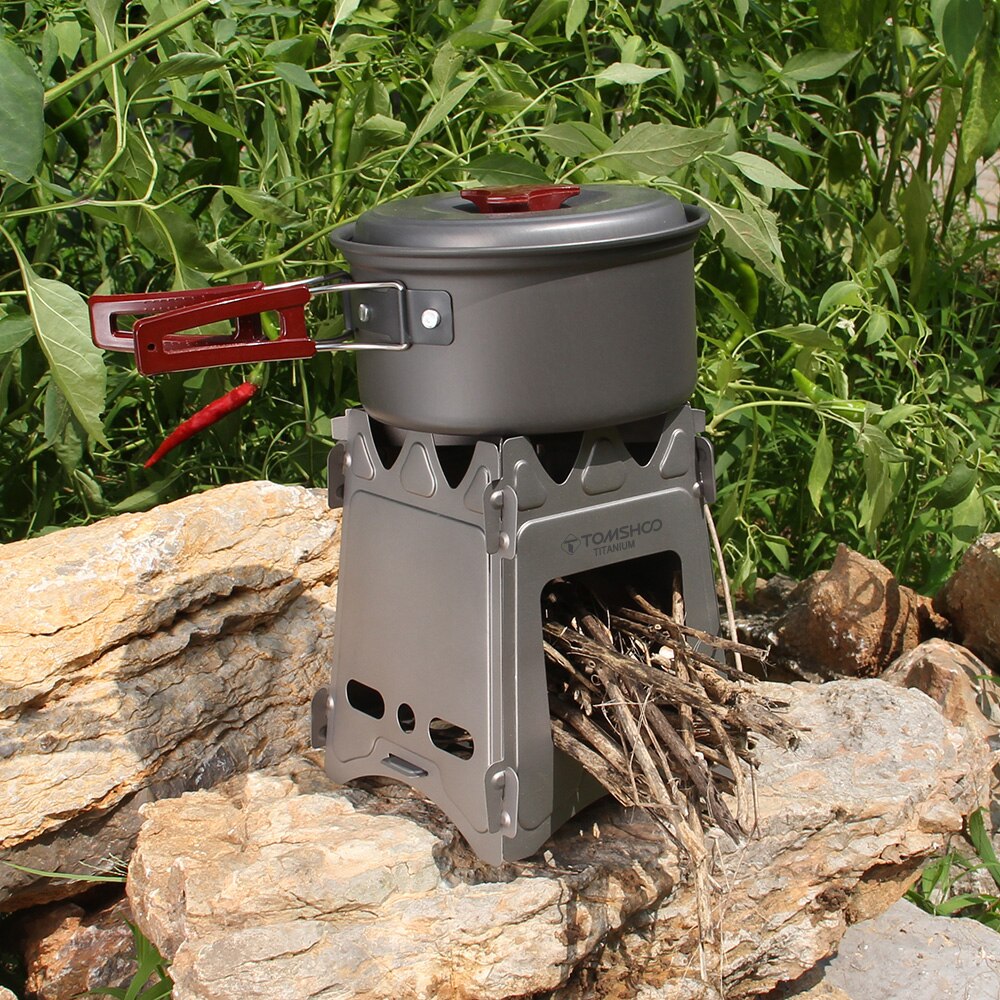 TOMSHOO Titanium Wood Burning Stove Portable Camping Stove Outdoor Firewood