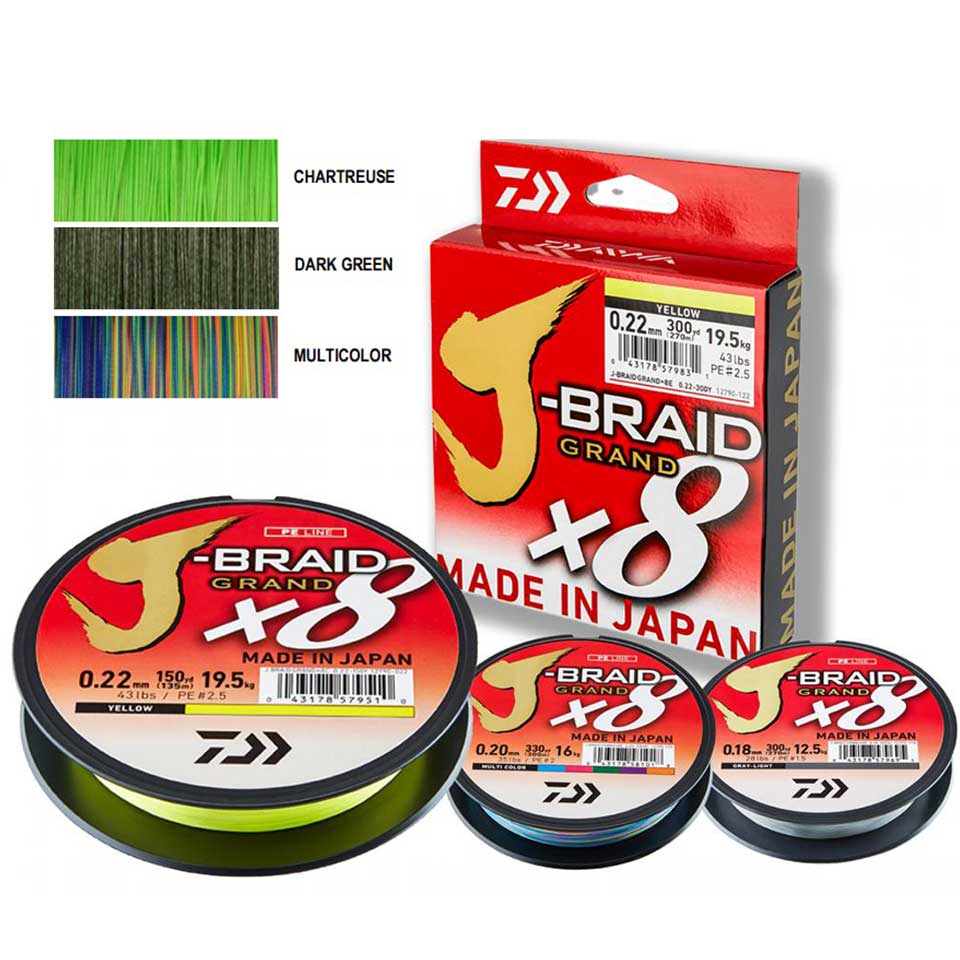 DAIWA J-BRAID Fishing Line 8 Strands Braided Fishing Lines Made in Japan Multifilament Strong