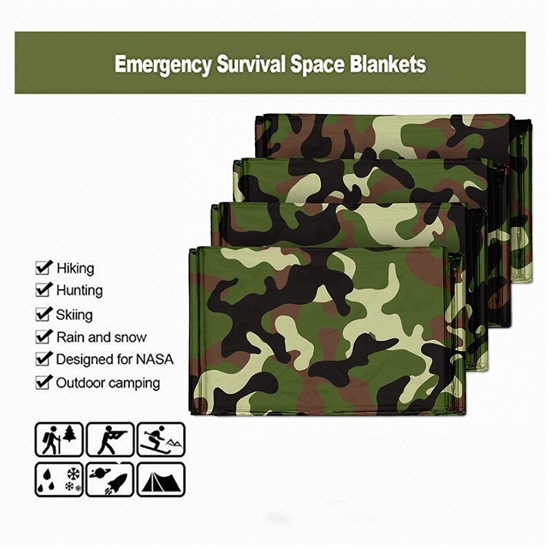 Emergency Thermal Poncho Blanket Lightweight Folding Water Resistant Windproof