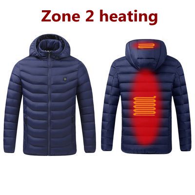 NWE Men Winter Warm USB Heating Jackets Smart Thermostat Pure Color Hooded Heated Jackets