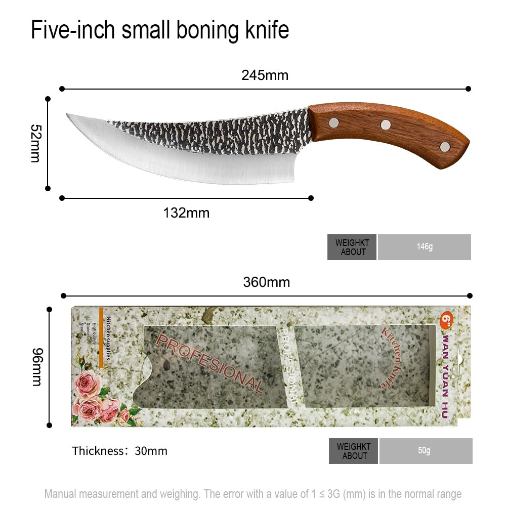 XYj 5" 6" 7" inch Forged Sliced Boning Kitchen Knife Full Tang Handmade Survival Camping Serbian