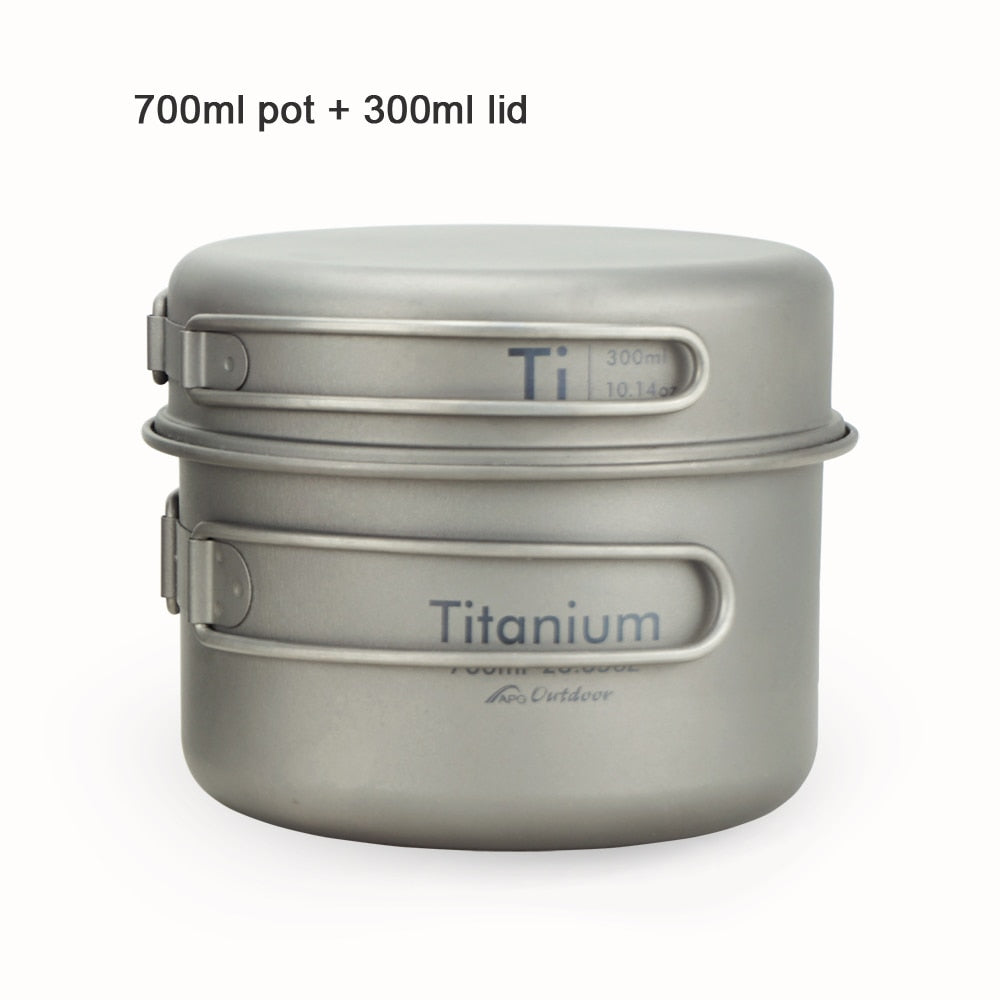 APG Ultralight Titanium Pan Outdoor Camping Tableware Titanium Pot Cookware