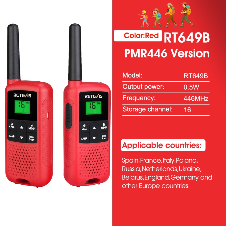 Retevis RT649B Walkie Talkie 2 or 4 Pcs PMR446 Walkie-talkies 1.8km for Motorola Two-way