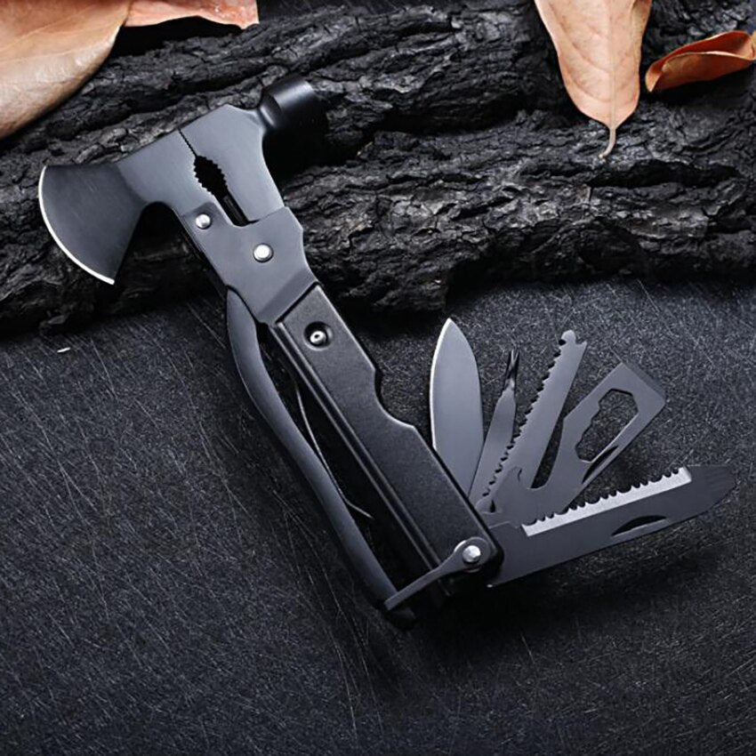 Safety Axe Hammer 15 In 1 Multifunctional Ax Pliers Saw Wrench Corkscrew Cutter Combination